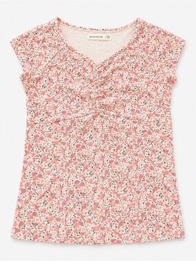abercrombie kids Rose Print Cap Sleeve Top in Pink